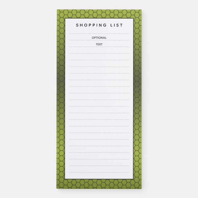Honeycomb Golden Gradient Shopping List Magnetic Notepad (Front)