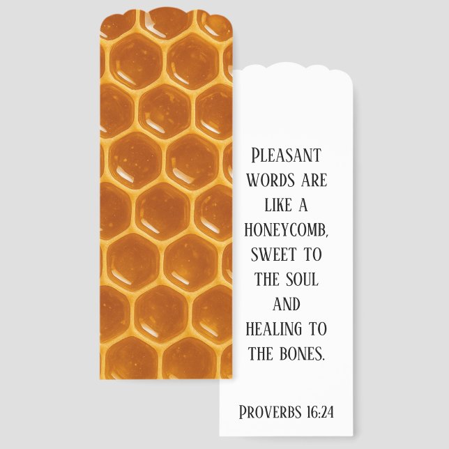 Honeycomb Golden Hexagonal Amber Honey Scripture  Bookmarks (Front & Back)