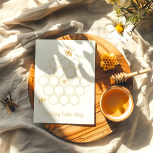 Honeycomb Happy Bee Day Foil Birthday Card