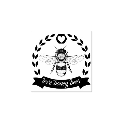 Honeycomb Heart Apiarist Queen Bee Rubber Stamp