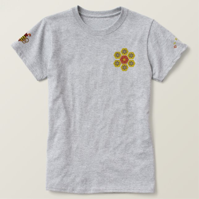 Honeycomb Hex Flower Embroidered Tee (Design Front)