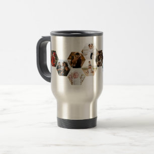 Honeycomb Hexagon Photo Collage 11 Pictures Coffee Travel Mug