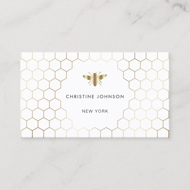 honeycomb hexagons bee business card (Front)