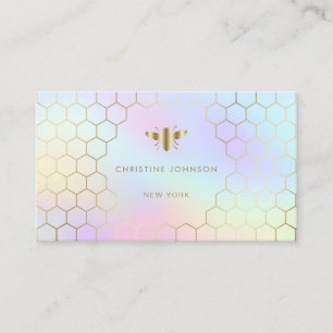 honeycomb hexagons bee logo on pastel colors business card