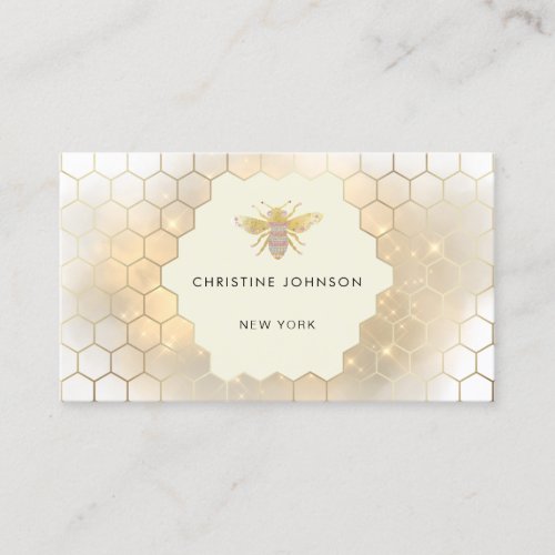 honeycomb hexagons jewel bee business card