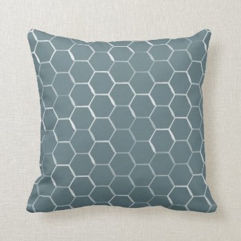 Honeycomb Hive Hexagon Pattern In Blue Throw Pillow by AnyTownArt at Zazzle