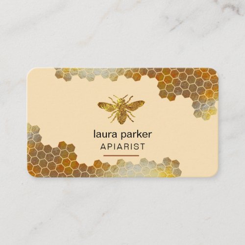 Honeycomb Honey Bee Apirarist Hexagons Beekeeper B Business Card