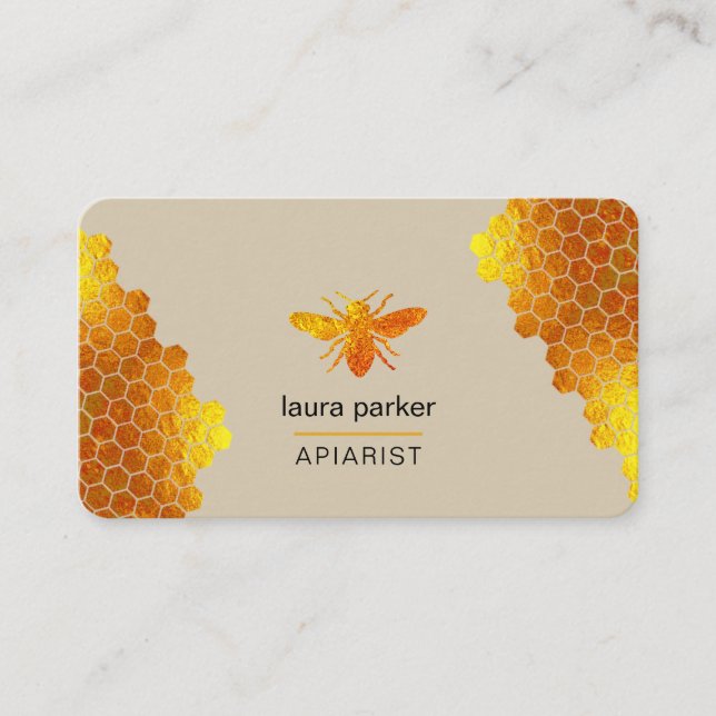 Honeycomb Honey Bee Apirarist Hexagons Beekeeper Business Card (Front)