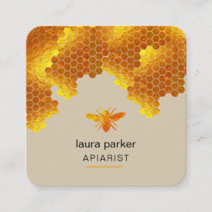Honeycomb Honey Bee Apirarist Hexagons Beekeeper Square Business Card
