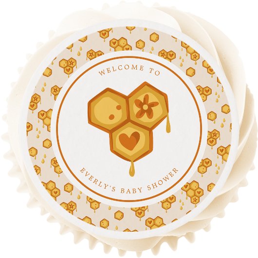 Honeycomb Honey Bee Cute Baby Shower Edible Frosting Rounds