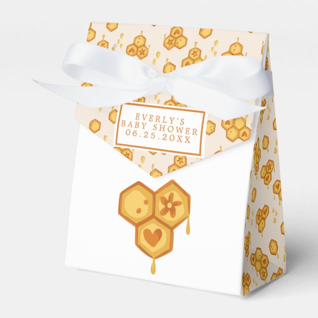 Honeycomb Honey Bee Cute Baby Shower Favor Boxes (Front Side)
