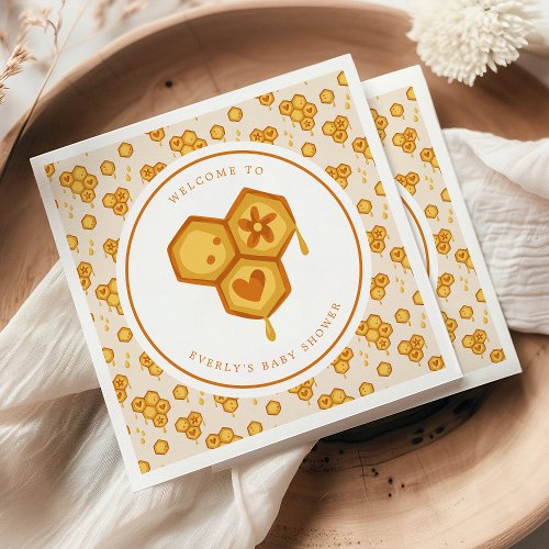 Honeycomb Honey Bee Cute Baby Shower Napkins