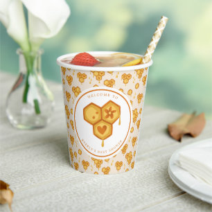 Honeycomb Honey Bee Cute Baby Shower Paper Cups