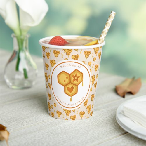 Honeycomb Honey Bee Cute Baby Shower Paper Cups