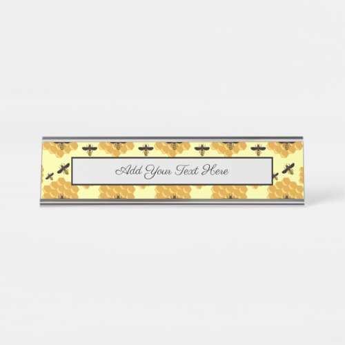 Honeycomb Honey Bees Insect Lover Yellow Beekeeper Desk Name Plate