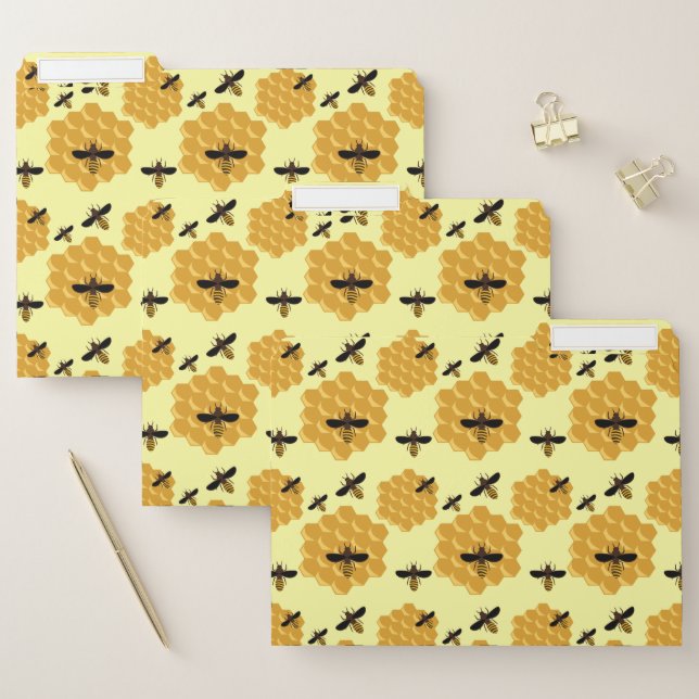 Honeycomb Honey Bees Insect Lover Yellow Beekeeper File Folder (Set)