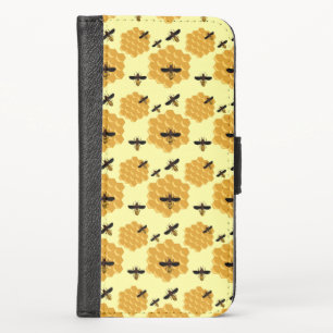 Honeycomb Honey Bees Insect Lover Yellow Beekeeper iPhone X Wallet Case