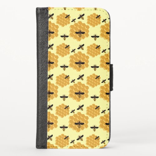 Honeycomb Honey Bees Insect Lover Yellow Beekeeper iPhone X Wallet Case