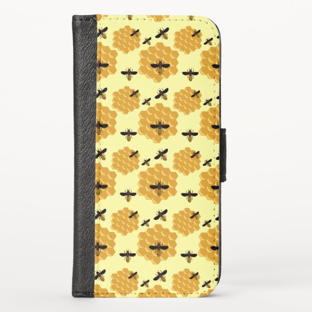 Honeycomb Honey Bees Insect Lover Yellow Beekeeper iPhone Wallet Case (Front)