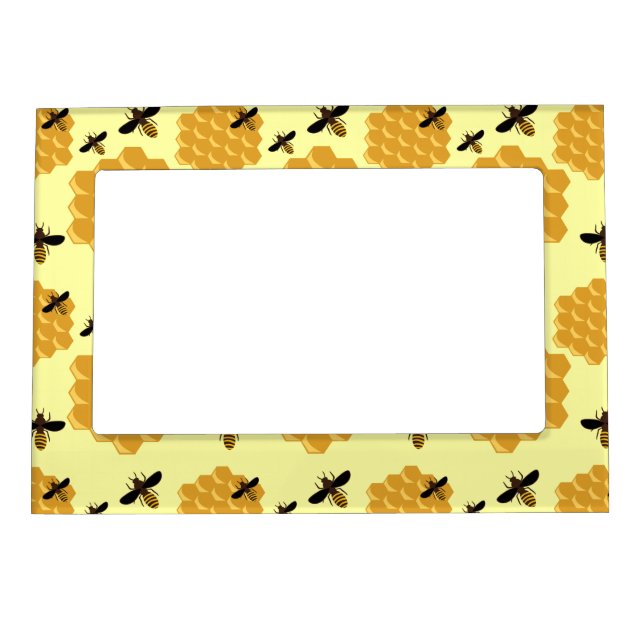 Honeycomb Honey Bees Insect Lover Yellow Beekeeper Magnetic Frame (Front)