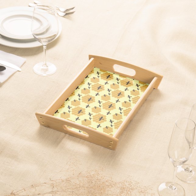 Honeycomb Honey Bees Insect Lover Yellow Beekeeper Serving Tray (Front)