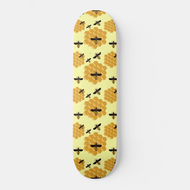 Honeycomb Honey Bees Insect Lover Yellow Beekeeper Skateboard (Front)