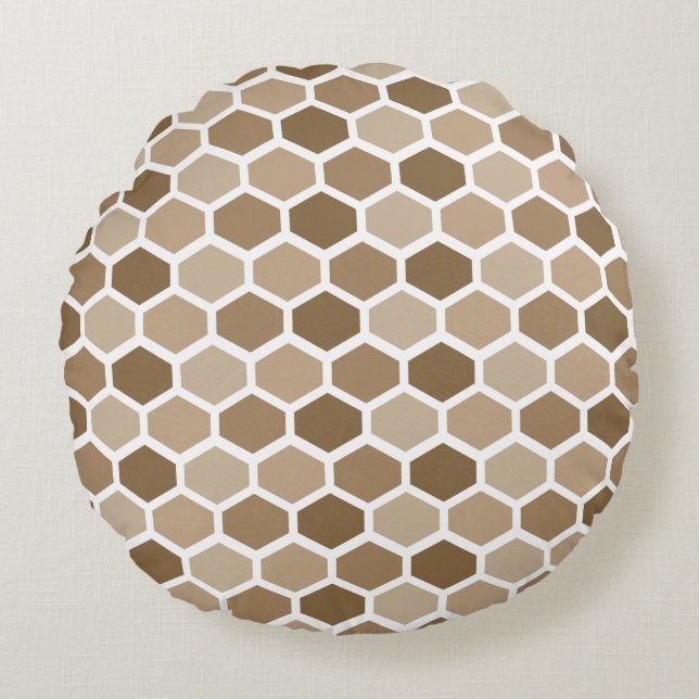 Honeycomb in Sand Round Pillow (Front)