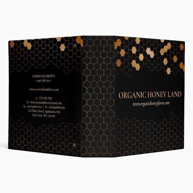 Honeycomb Modern Beekeeper Apiarist 3 Ring Binder (Background)