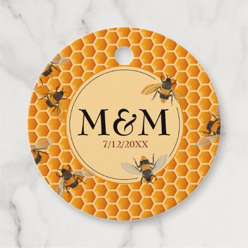 Honeycomb Monogram Honey Jar Wedding Favor Tags