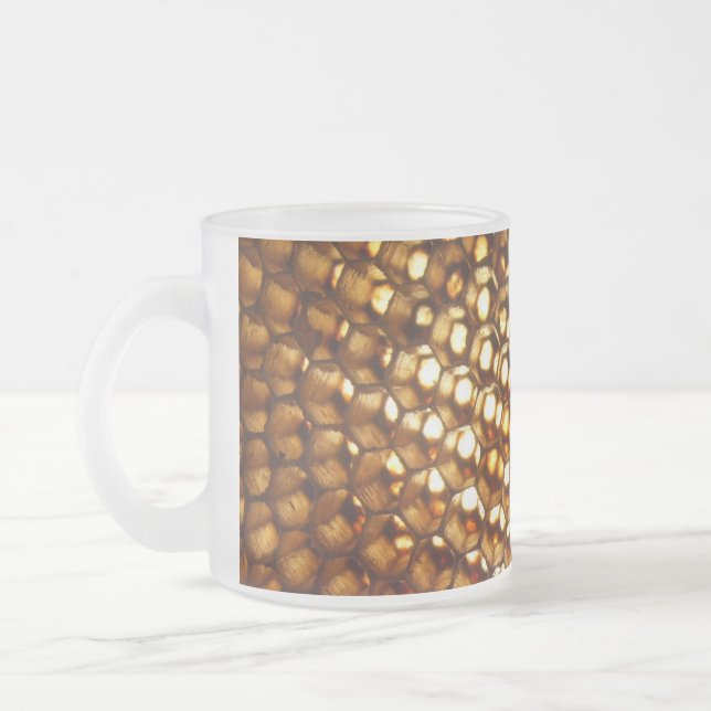 Honeycomb mug, perfect gift for beekeeper frosted glass coffee mug (Left)