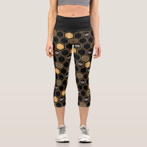 Honeycomb Pattern Capri Leggings