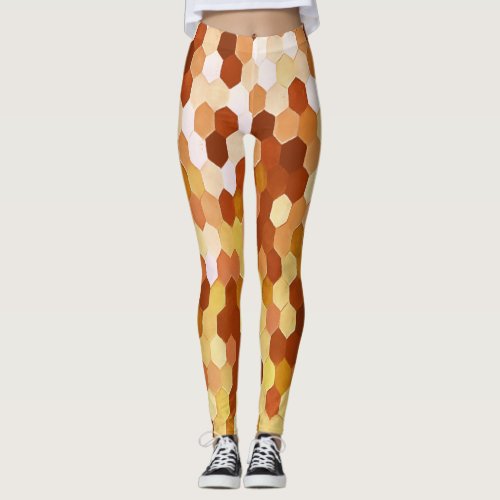 Honeycomb Pattern In Mulled Mead and Honey Colors Leggings