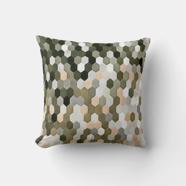 Honeycomb Pattern In Shades Of Grey and Pink Throw Pillow (Front)
