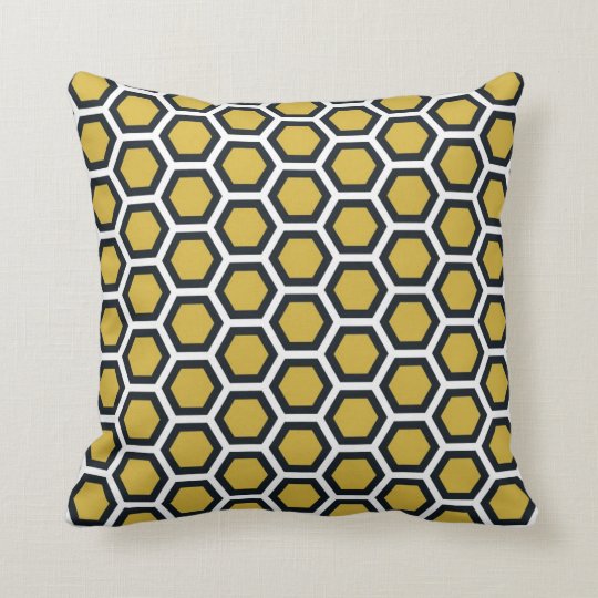 Honeycomb Pattern Mustard Yellow Black White Throw Pillow Zazzle Honeycomb Pattern Mustard Yellow Black White Throw Pillow