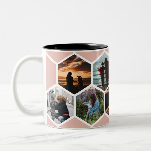 Honeycomb Personalized Family Photo 9 Picture Mug (Left)