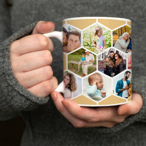 Honeycomb Photo Collage 17 Picture Coffee Mug