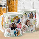 Honeycomb Photo Collage 17 Picture Sage Green Coffee Mug<br><div class="desc">Create your own photo mosaic in honeycomb pattern. The photo template is set up for you to add 17 of your favorite pictures of friends, family, pets, vacations etc. Your pictures will be displayed in hexagon shape to form the honeycomb, working in rows from left to right. The design is...</div>