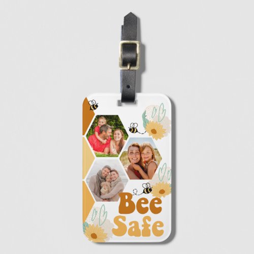 Honeycomb Photo Collage 3 Picture Fun Bee Luggage Tag