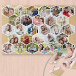 Honeycomb Photo Collage Custom Picture 1000 piece Jigsaw Puzzle<br><div class="desc">Create your own photo collage puzzle with all your friends and family. The photo template is set up for you to add 28 of your own pictures, working left to right in rows from top to bottom. Your photos will appear in hexagon shapes to form a cool honeycomb pattern. Jigsaw...</div>