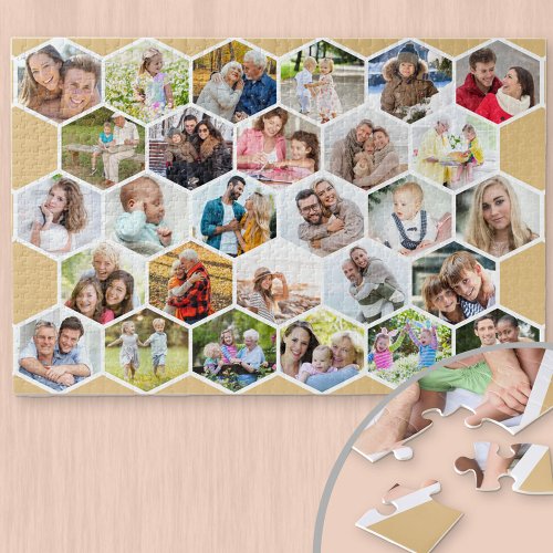 Honeycomb Photo Collage Custom Picture 1000 piece Jigsaw Puzzle