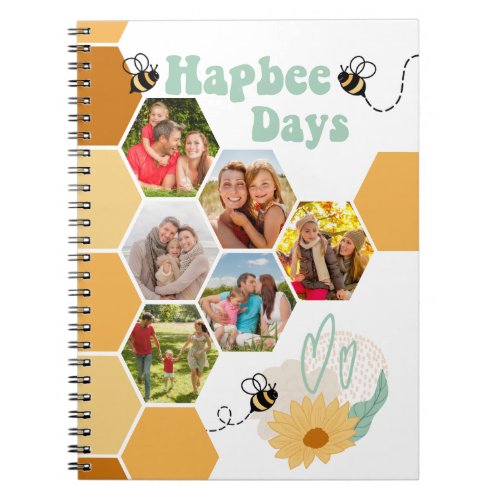Honeycomb Photo Collage Cute Bumble Bee Notebook