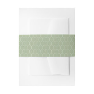 Honeycomb Polygon Pattern on Sage Green Invitation Belly Band