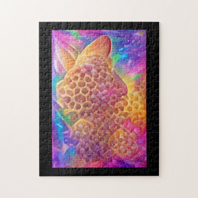 Honeycomb psychedelic digital art jigsaw puzzle (Vertical)