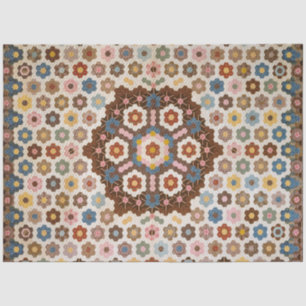 Honeycomb Quilt Vintage 1830 Cottagecore Decoupage Tissue Paper