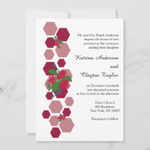 Honeycomb  & Roses Wedding Invitation
