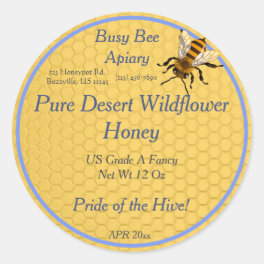 Honeycomb Round with Single Honeybee Honey Label
