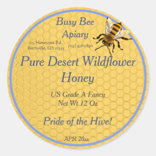 Honeycomb Round with Single Honeybee Honey Label