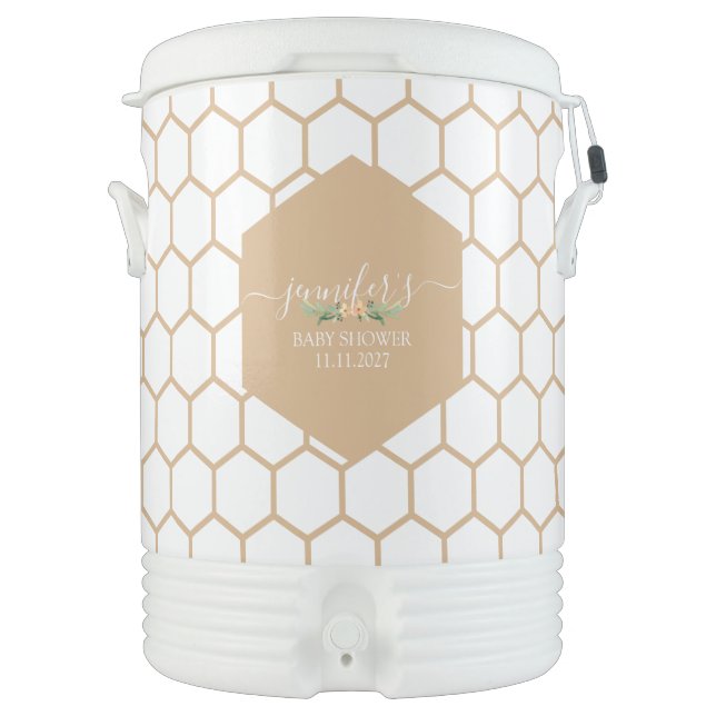 Honeycomb Script Name Text Beverage Cooler (Front)