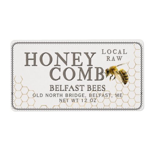 Honeycomb Shipping Label with Realistic Bee 