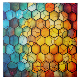 Honeycomb Stained Glass Ceramic Tile